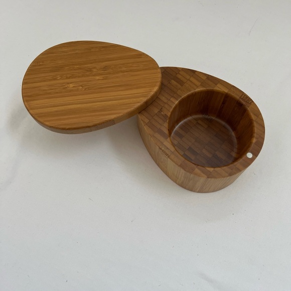 Totally Bamboo Salt Cellar Storage Trinket Box with Swivel Lid Tear Drop Shape - Picture 11 of 16